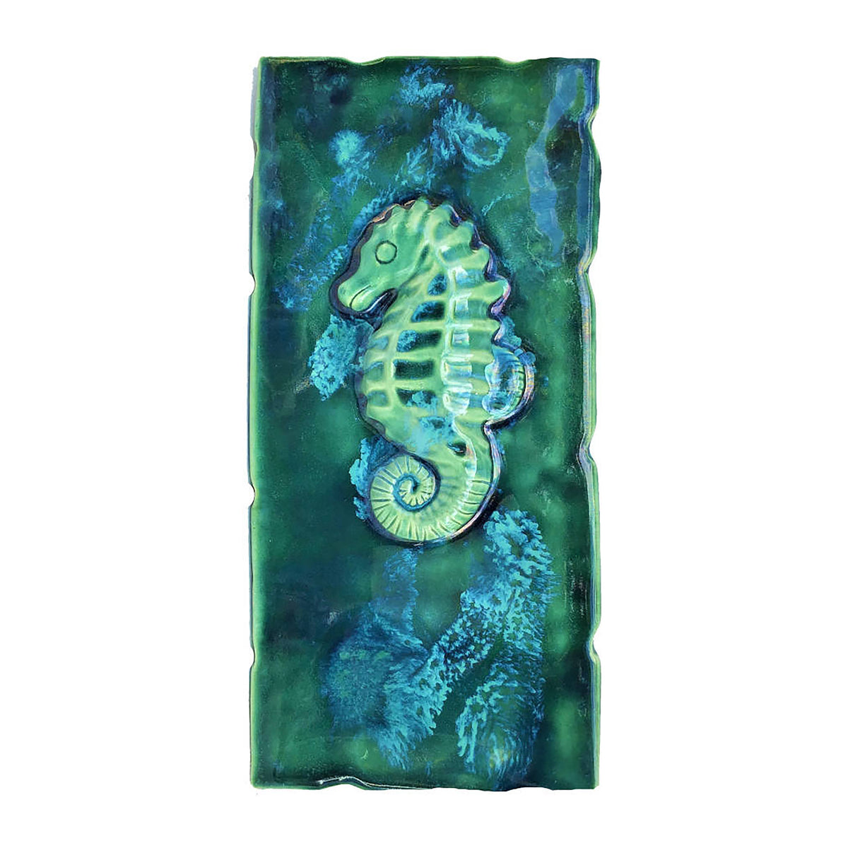 Seahorse wall artwork, ceramic seahorse wall hanging, seahorse bathroom shower tiles, ceramic seahorse