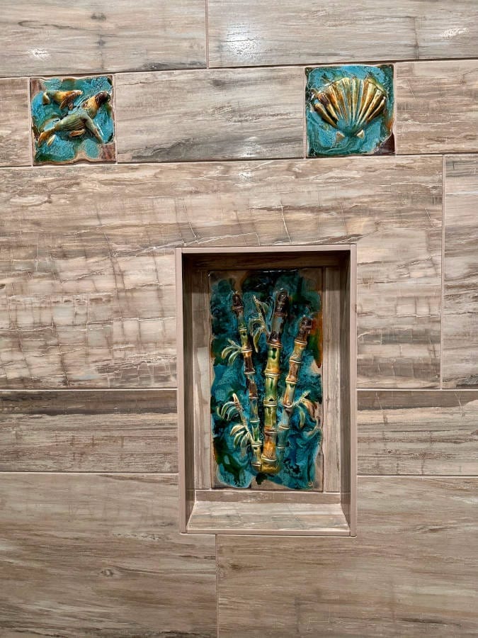 Ceramic Designs by Albert 6x6 Tile Ceramic Maui Gecko Wall Hanging, Indoor Outdoor Tiles,  kitchen backsplash tile, Pool tile, Bathroom Shower Tiles