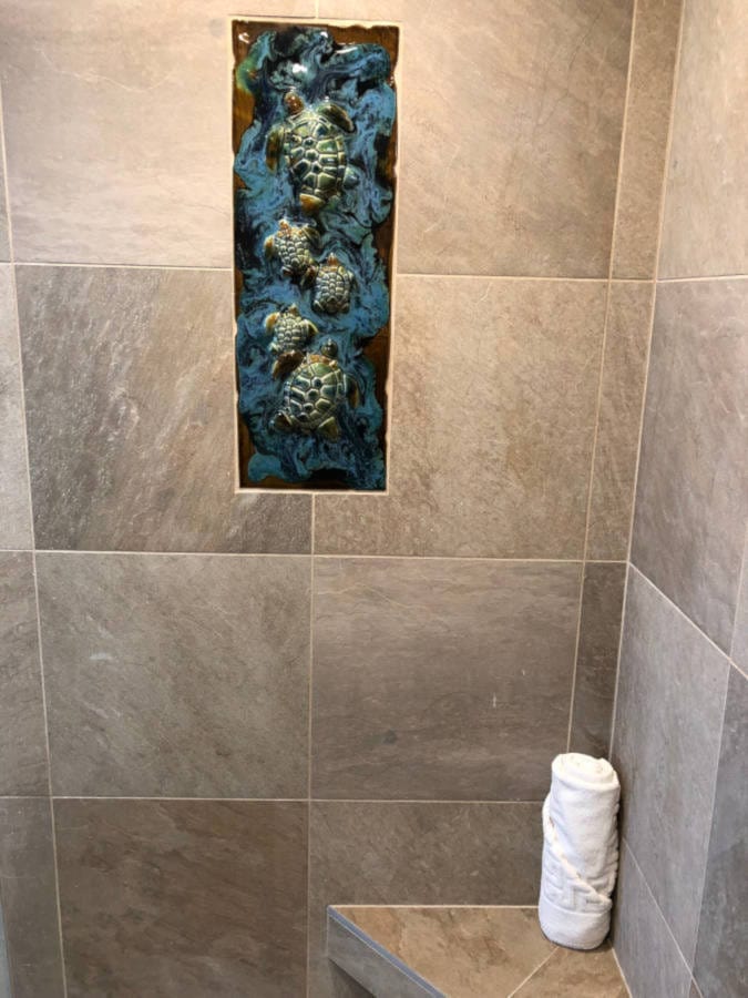Ceramic Designs by Albert Bathroom installation Bathroom Shower Tile Turtle Motif