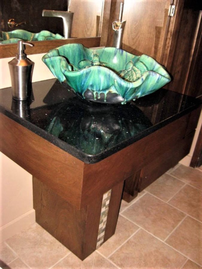 Ceramic Designs by Albert Bathroom Sink Handmade Bathroom Basin with Sea Turtle Decor, Tropical Bathroom Design Ideas, bathroom sink