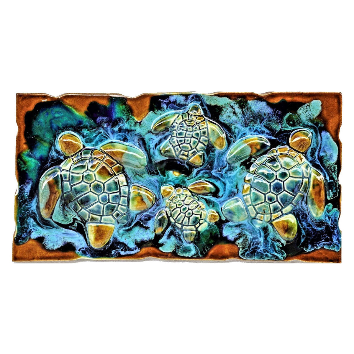 Ceramic Hawaiian Green Sea Turtles Wall Hanging, tropical home design ideas, bathroom tiles