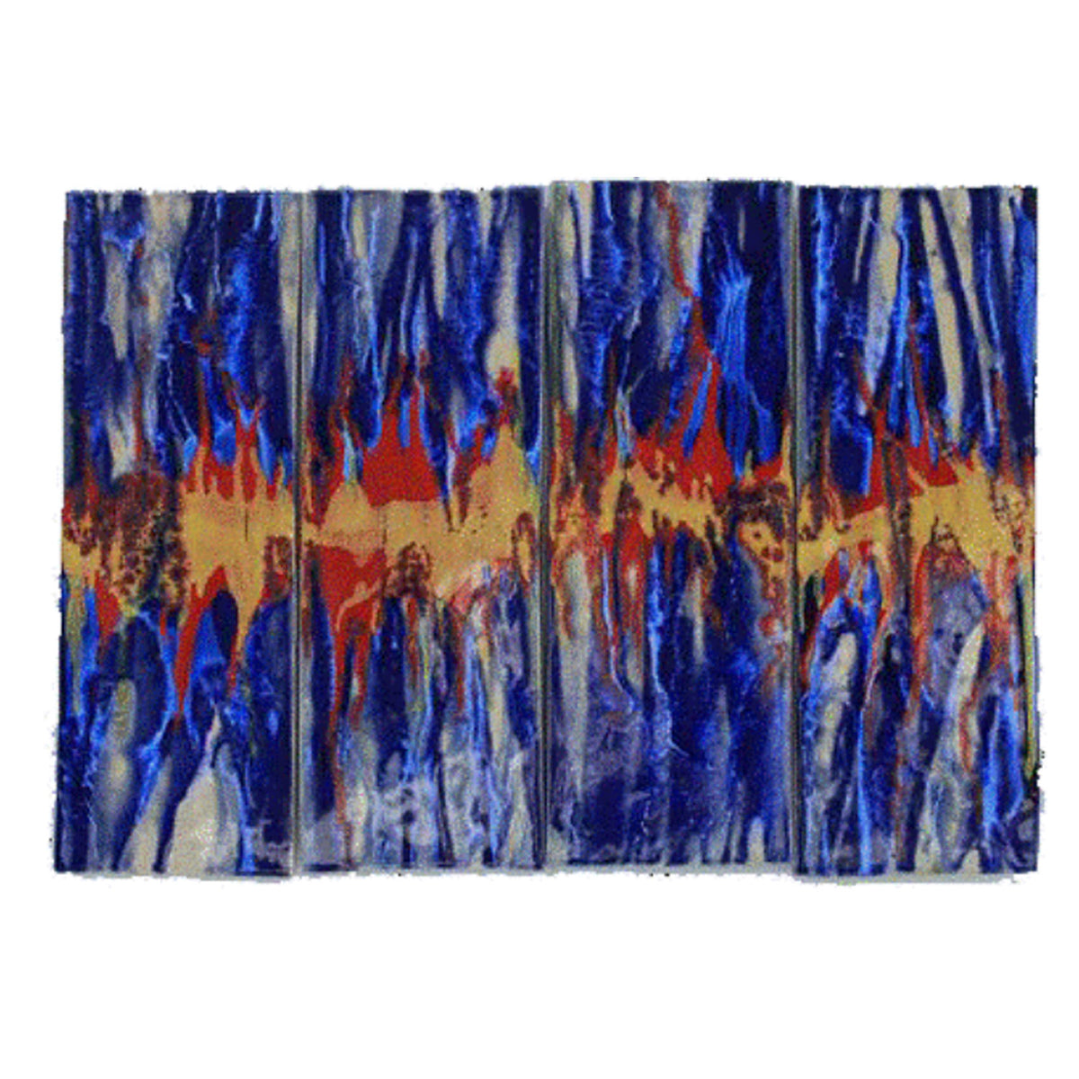 Four Panel Ceramic Abstract Multicolored Wall Hanging Artwork