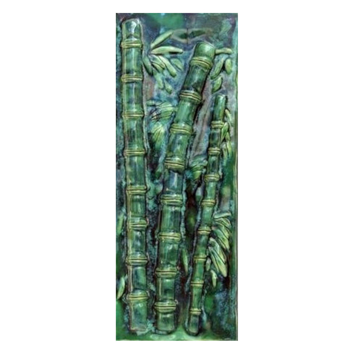 Green Ceramic Bamboo Wall Art, tropical bamboo home decor, bamboo kitchen tile, bamboo art