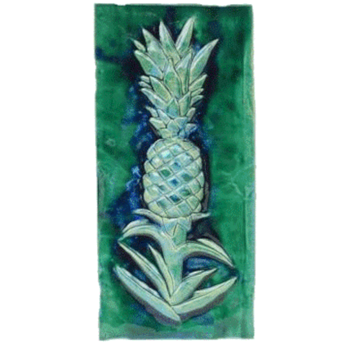Pineapple Ceramic artwork, tropical Hawaiian pineapple wall hanging, kitchen backsplash tile