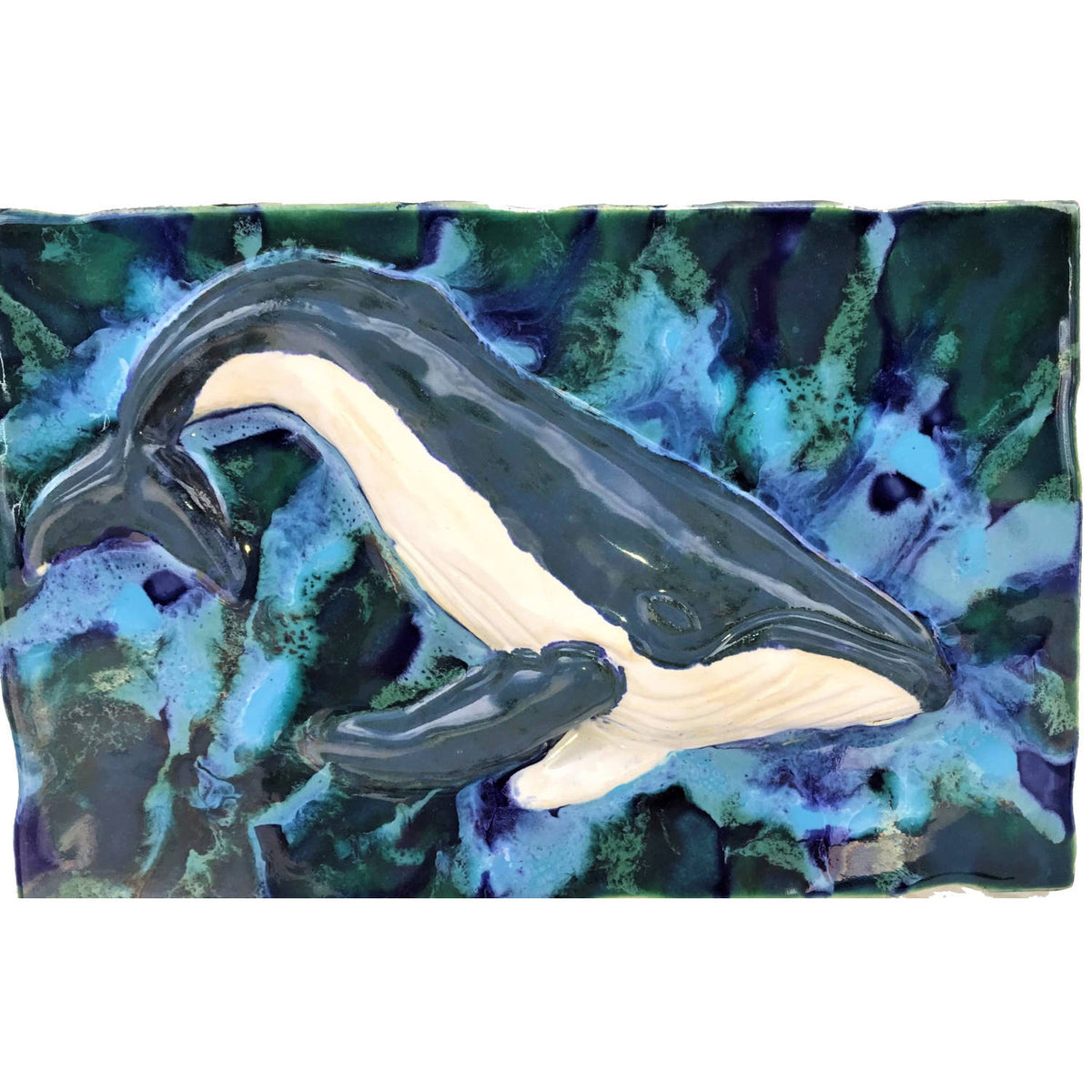 Ceramic Whale Kitchen Backsplash Tile Humpback Whale Design, maui humpback whale design, ceramic humpback whale artwork, beach house whale artwork