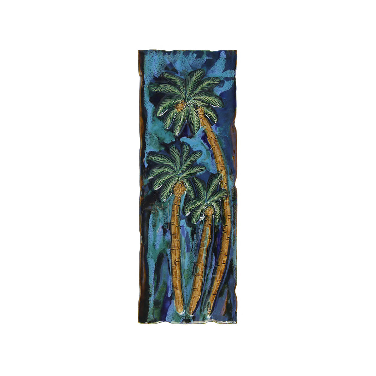 Ceramic palm tree wall plaque, tropical palm tree home decor, palm tree home design ideas