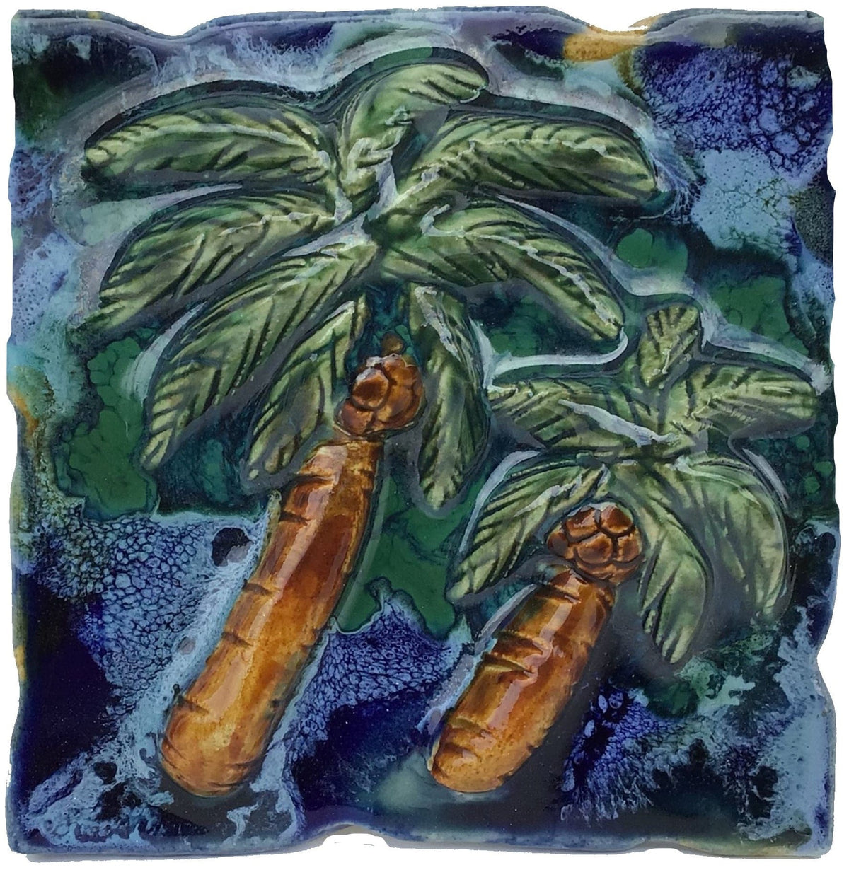 Ceramic Designs by Albert 6x6 Tile Ceramic Palm Trees Wall Hanging, Bathroom Shower Tiles, Kitchen Wall Tile, Sea Side Home Decor