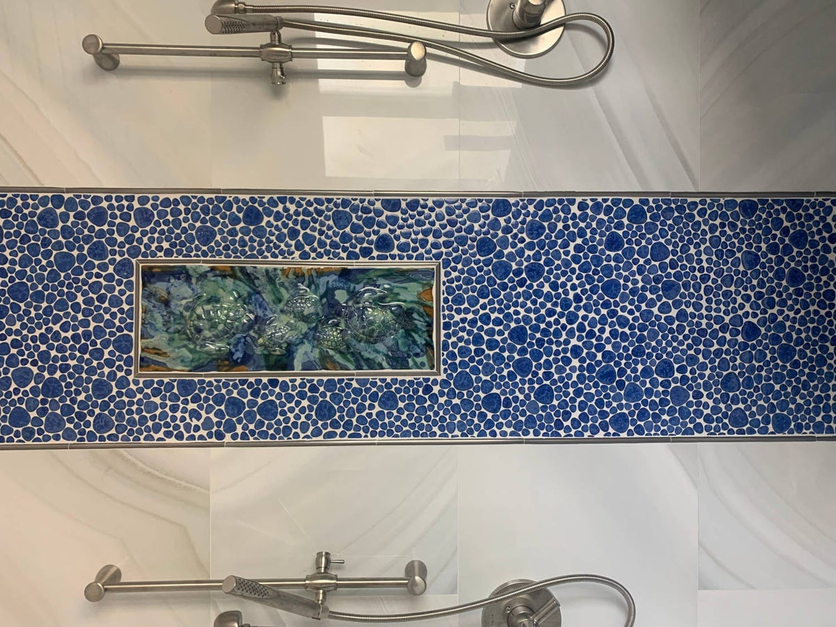 Ceramic Designs by Albert Bathroom installation Bathroom Shower Wall Tile Green Turtle Design