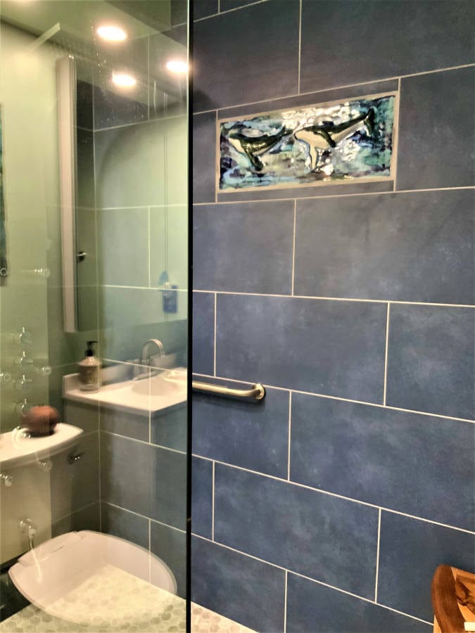 Ceramic Designs by Albert Bathroom installation Bathroom Shower Wall Tiles Maui Humpback Whale Theme