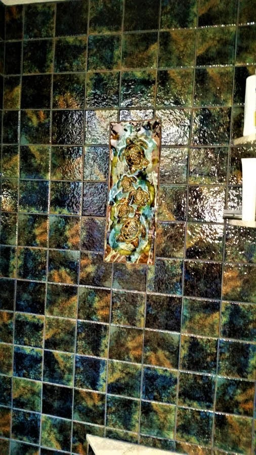 Ceramic Designs by Albert Bathroom installation Brown Turtle Ceramci Bathroom Tiles