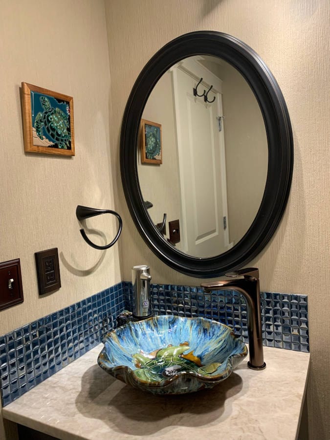 Ceramic Designs by Albert Bathroom Sink Above Vessel Bathroom Sink, Abstract Color  bathroom sink, Handmade ceramic bathroom sink