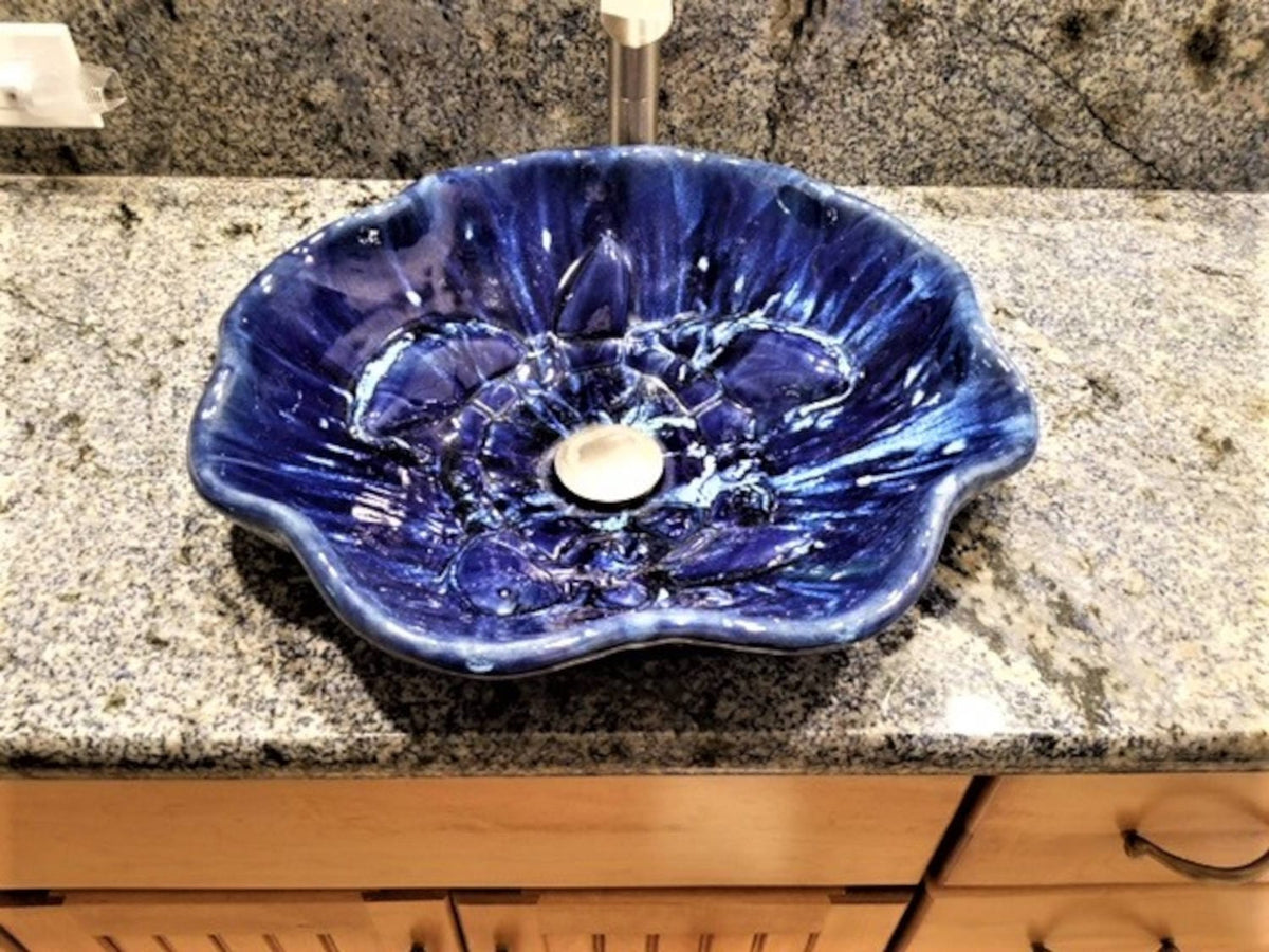 Ceramic Designs by Albert bathroom sink Bathroom Sink Maui ocean blues with accents of white glazes