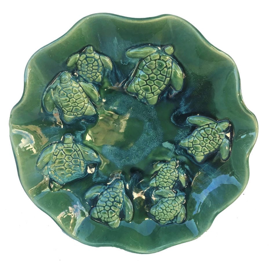 Ceramic Designs by Albert Bowls Plaques Ceramic Decorative Hawaii Green Sea Turtle Wall Plaque