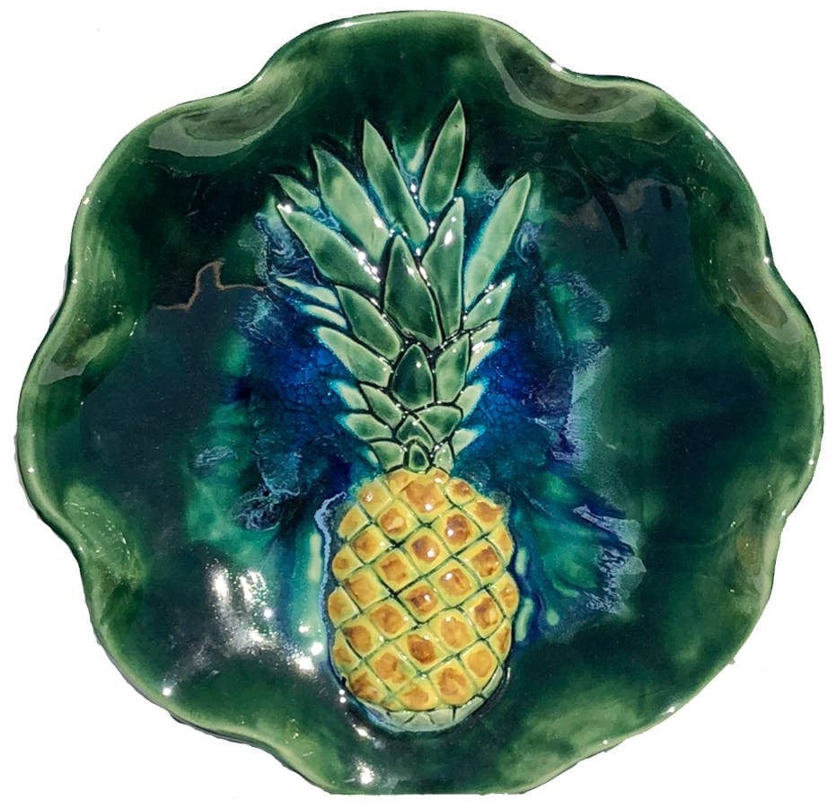 Ceramic Designs by Albert Bowls Plaques Ceramic Sweet Maui Pineapple Wall Hanging & Table Top Center Piece