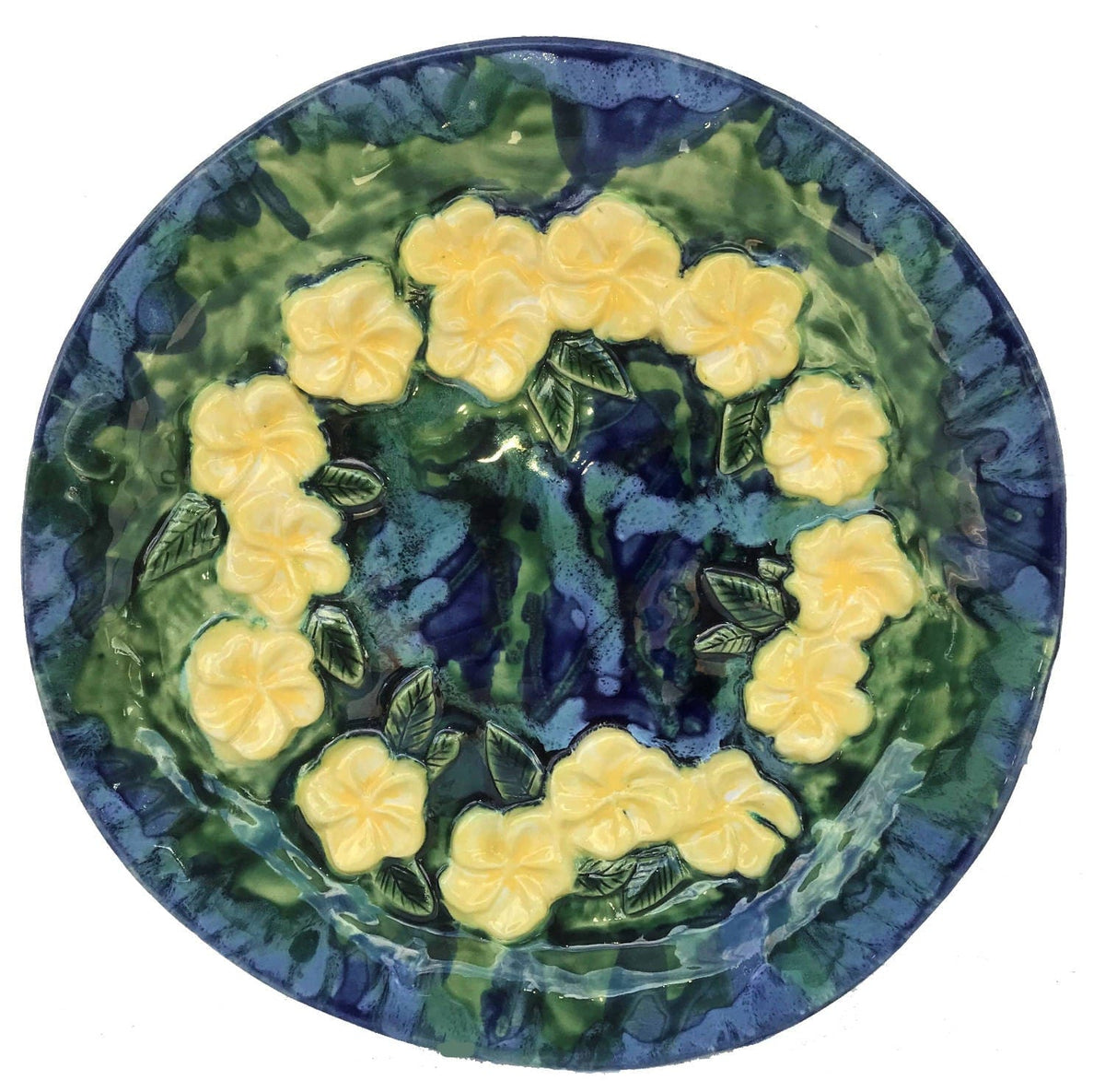Ceramic Designs by Albert Bowls Plaques Circular Hawaiian Plumeria Flower wall plaque