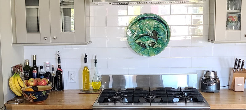 Ceramic Designs by Albert Bowls Plaques Our circular Hawaiian Plumeria Flower Wall Plaque with Browns and Yellows