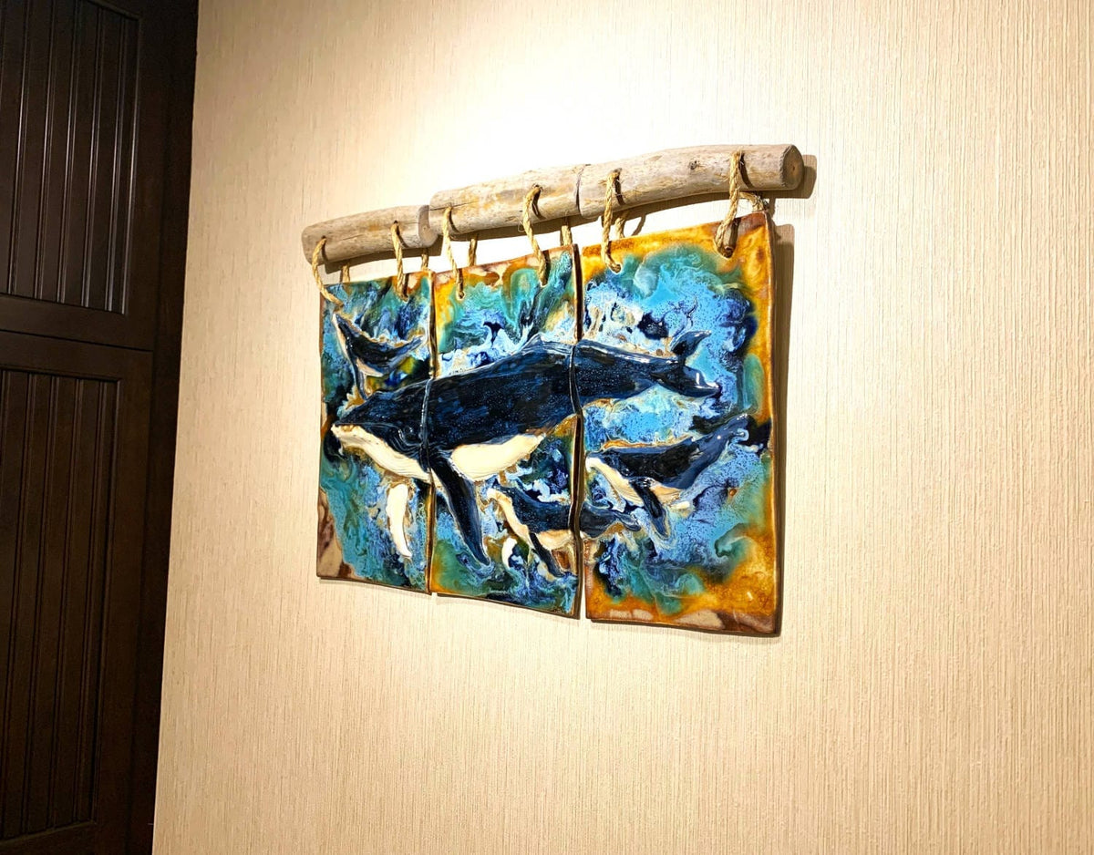 Ceramic Designs by Albert Driftwood Maui Humpback Whales Crossing Pailolo Channel