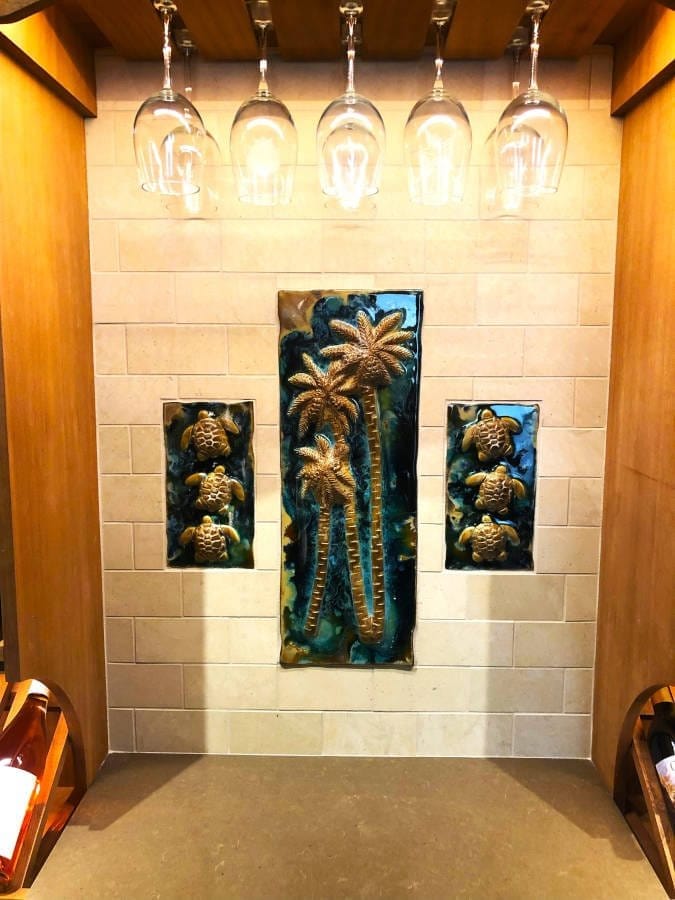 Ceramic Designs by Albert Medium PLaque Ceramic Hawaiian green sea turtles wall hanging, ceramic turtle bathroom shower tiles