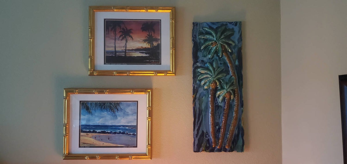 Ceramic Designs by Albert Medium PLaque Tropical Hawaiian Palm Trees Wall Artwork