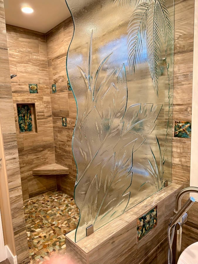 Ceramic Designs by Albert small plaque Bathroom Shower Gecko Will Tiles, Hawaiian tropical wall art, bathroom shower tiles, indoor outdoor gecko tiles, beach house art, ocean art
