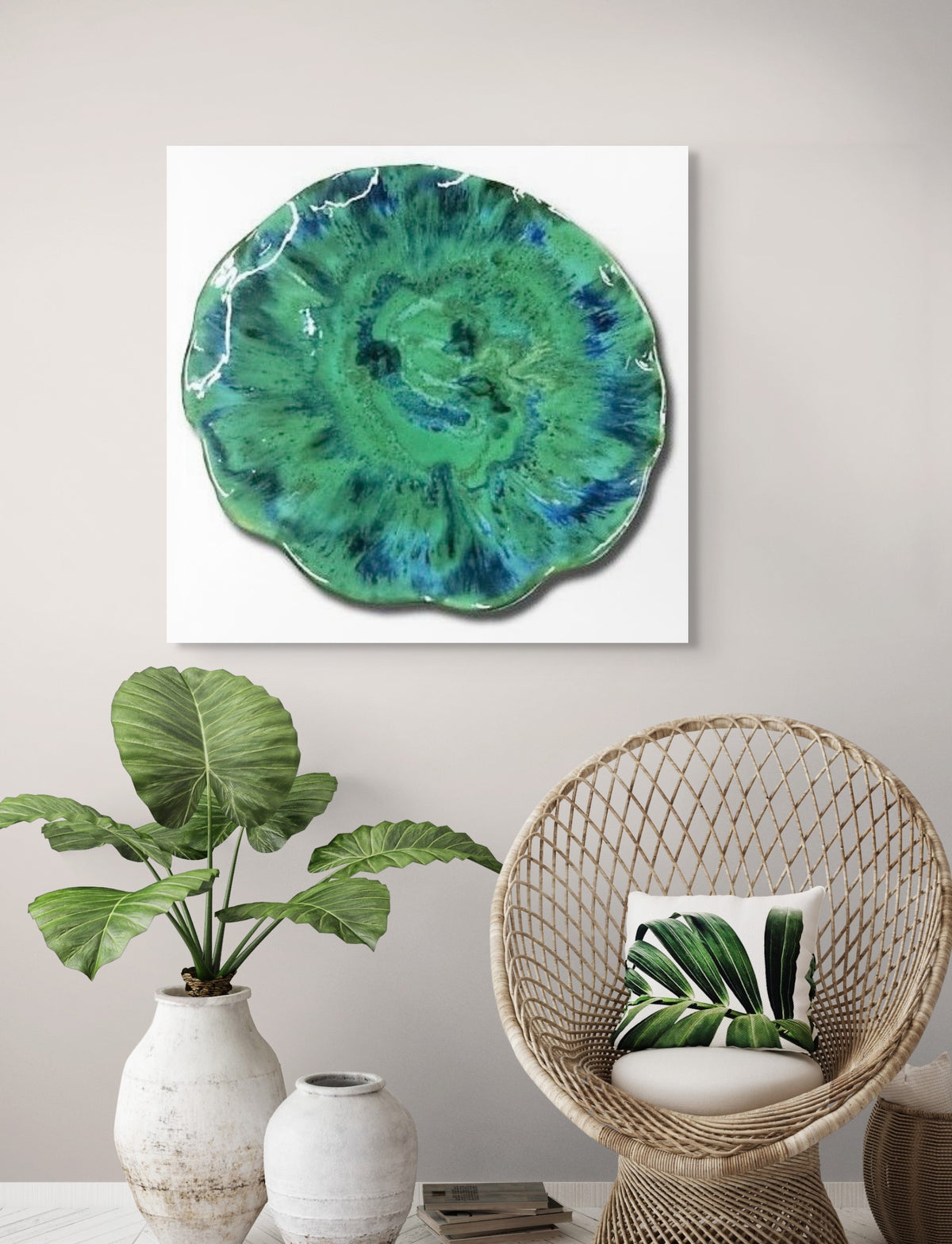 Transform your living spaces into sanctuaries of elegance with my exquisite handmade circular ceramic wall plaque.