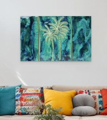 Ceramic Palm Tree Triptych Wall Hanging Design