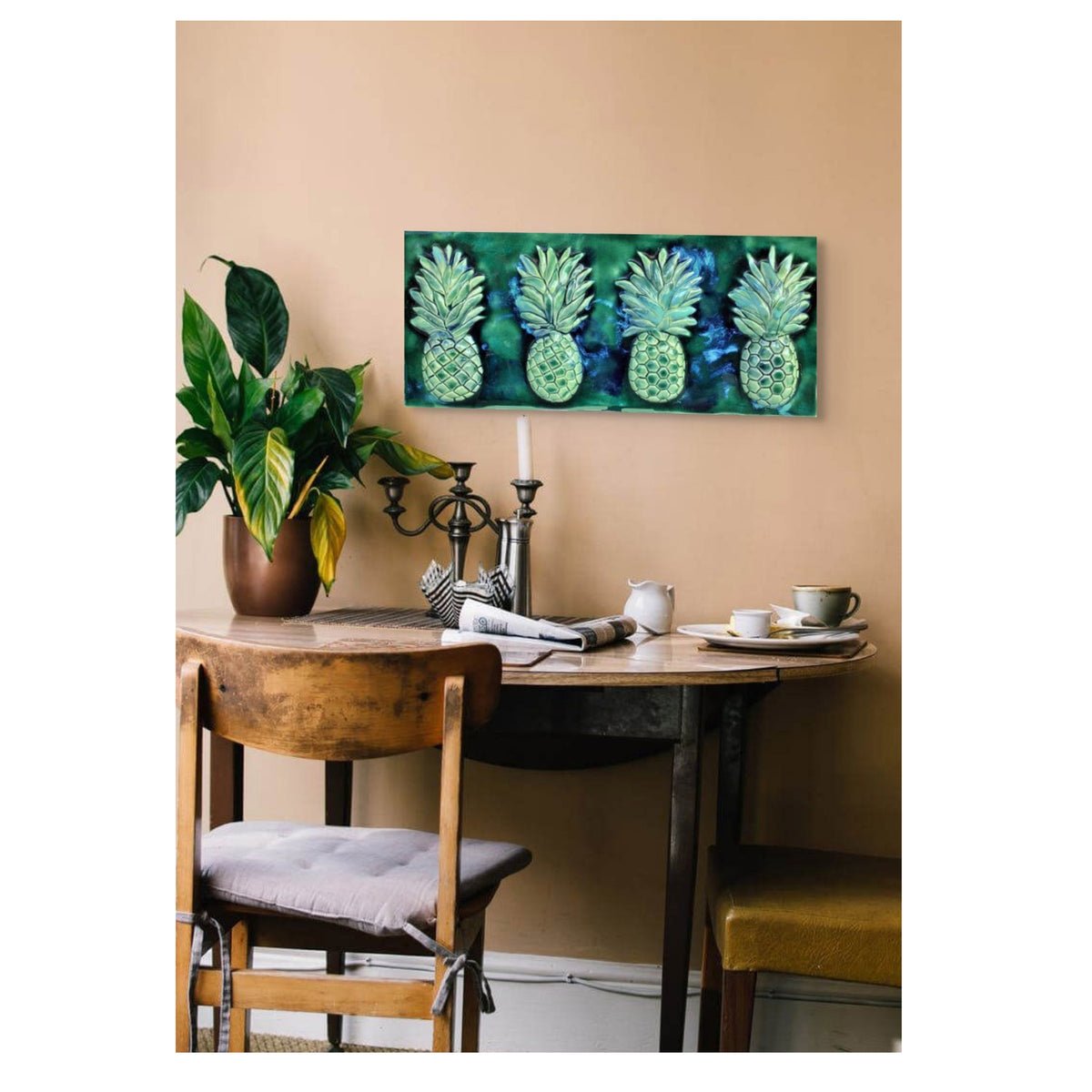 Ceramic Tropical Green Pineapple Wall art